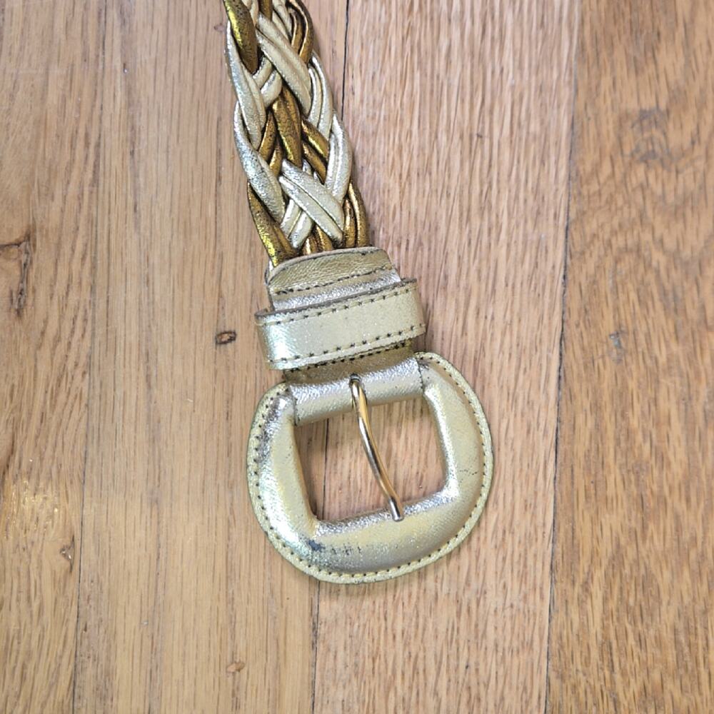 Vintage Metallic Braided faux leather belt size M/L - Picture 4 of 7